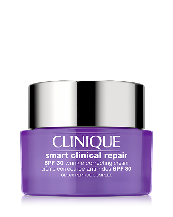 Clinique Smart Clinical Repair™ SPF 30 Wrinkle Correcting Cream, This anti-ageing lightweight moisturiser with SPF improves the look of wrinkles, protects with SPF and prevents future damage against your skin. Dermatologist tested and safe for sensitive skin.