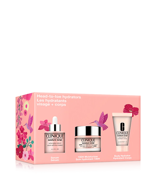 Head-To-Toe Hydrators Skincare Gift Set<br><span style="color: #ba0000;">Worth £90, Now £40.88</span>, A most-loved Moisture Surge™ trio for hydration from head to toe. Worth £90.